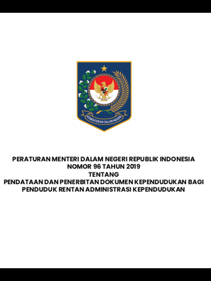 Permendagri Nomor 96 Tahun 2019